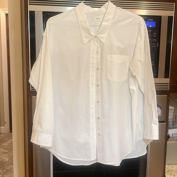 ARITZIA WILFRED FREE RELAXED SHIRT WHITE PERFECT SHIRT BUTTON DOWN SIZE LARGE - Picture 5 of 11